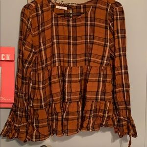 Plaid Pleated Shirt